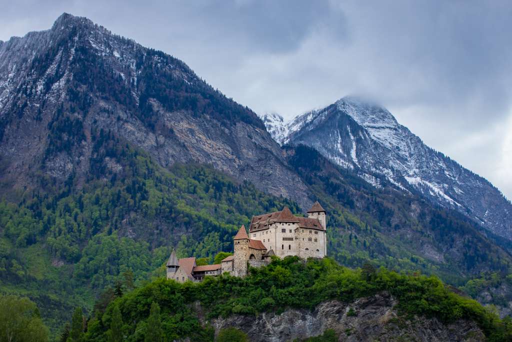 Castles in Liechtenstein with Mountain Scenery