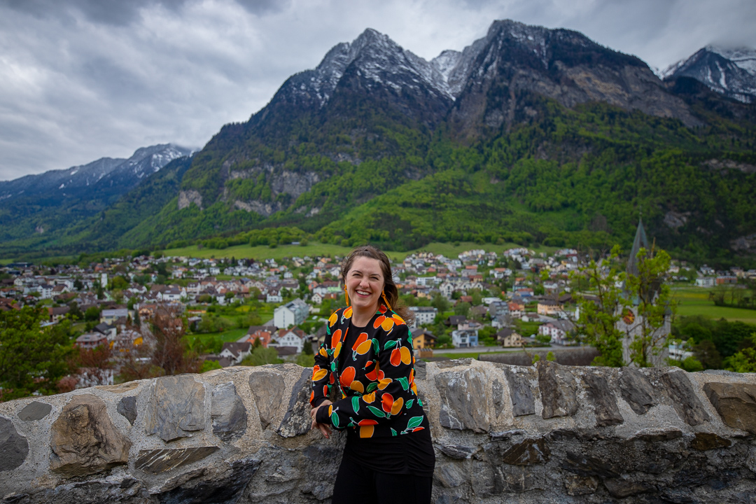 Megan in Liecthenstein with Mountains