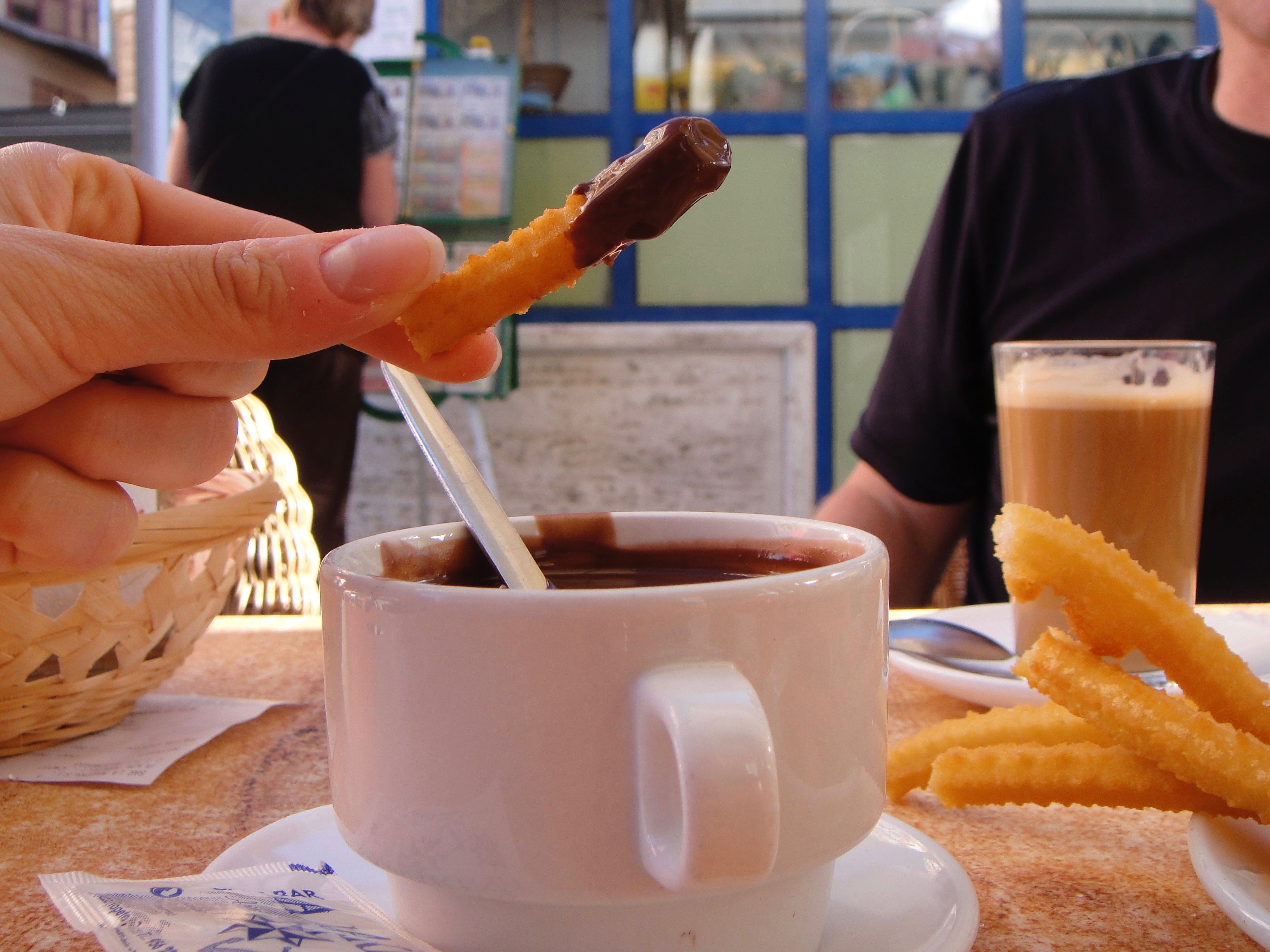 spanish churros and chocolate spain