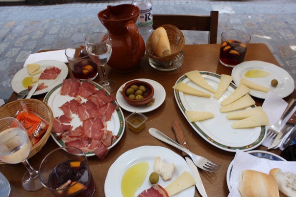 Spanish lunch with tapas and pinxos